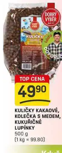 Flop KULIČKY KAKAOVÉ, KOLEČKA S MEDEM, KUKUŘIČNÉ LUPÍNKY 500 g nabídka