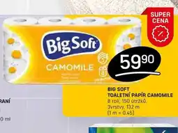 Flop BIG SOFT TOALETNÍ PAPÍR CAMOMILE 8 rolí, 150 útržků. 3vrstvy, 132 m nabídka