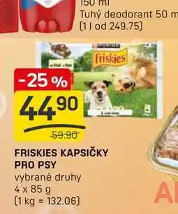 Flop FRISKIES KAPSIČKY PRO PSY vybrané druhy 4 x 85 g nabídka
