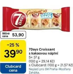 Tesco 7Days Croissant s kakaovou náplní, 5x 37 g nabídka