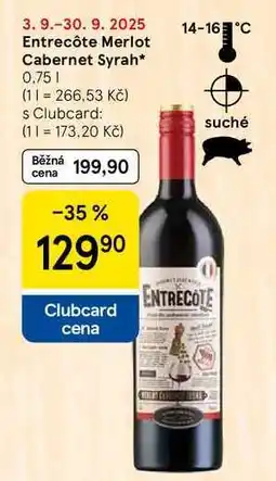 Tesco Entrecôte Merlot Cabernet Syrah, 0.75 l nabídka