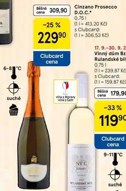 Tesco Cinzano Prosecco D.O.C., 0.75 l nabídka