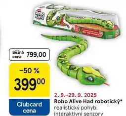 Tesco Robo Alive Had robotický, realistický pohyb. interaktivní senzory nabídka