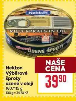 Billa Nekton Výběrové šproty uzené v oleji 160/115 g nabídka