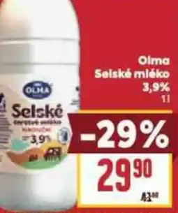Billa Olma Selské mléko 3.9% nabídka