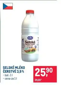 Makro Selské mléko čerstvé 3,9 % nabídka