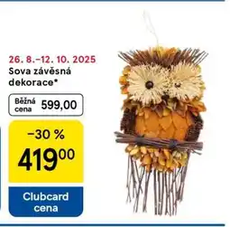 Tesco Sova závěsná dekorace nabídka