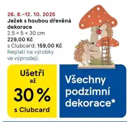 Tesco Ježek s houbou dřevěná dekorace nabídka