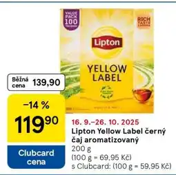 Tesco Lipton Yellow Label černý čaj aromatizovaný nabídka