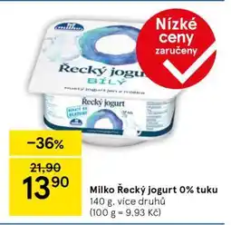 Tesco Milko Řecký jogurt 0 % tuku nabídka