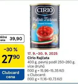 Tesco Cirio Rajčata nabídka