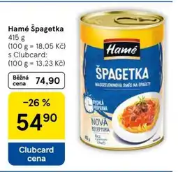 Tesco Hamé Špagetka nabídka