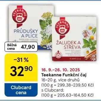 Tesco Teekanne funkční čaj nabídka
