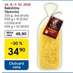 Tesco Babiččiny těstoviny nabídka