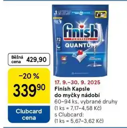 Tesco Finish Kapsle do myčky nádobí nabídka
