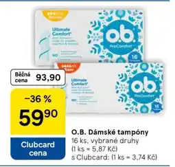 Tesco O.B. DÁMSKÉ TAMPONY nabídka