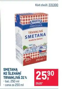 Makro SMETANA KE ŠLEHÁNÍ TRVANLIVÁ 31 % nabídka