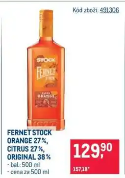 Makro FERNET STOCK ORANGE 27 %, CITRUS 27 %, ORIGINAL 38 % nabídka