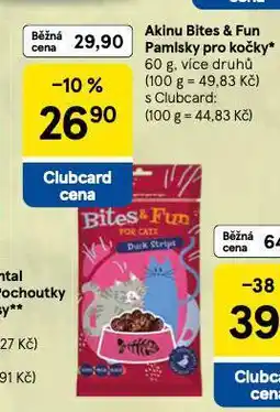 Tesco Akinu bites a fun pamlsky pro kočky nabídka