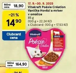 Tesco Vitakraft poésie création vanička hovězí pro kočky v omáčce nabídka