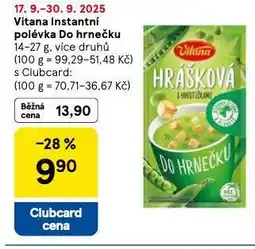Tesco Vitana instatní polévka do hrnečku nabídka