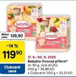 Tesco Babybio ovocný příkrm nabídka