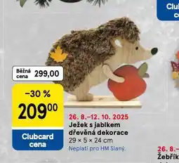 Tesco Ježek s jablkem dřevěná dekorace nabídka
