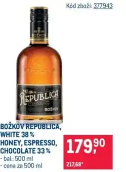 Makro Božkov republica, white 38% honey, espresso, chocolate 33% nabídka