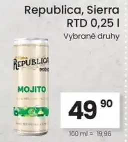 Kubík potraviny Republica, Sierra RTD nabídka