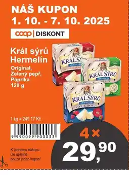 COOP DISKONT Král sýrů Hermelín nabídka