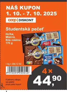 COOP DISKONT Studentská pečeť nabídka