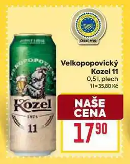 Billa Velkopopovický Kozel 11 0,51, plech nabídka