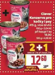 Billa Clever konzerva pro kočky i psy nabídka