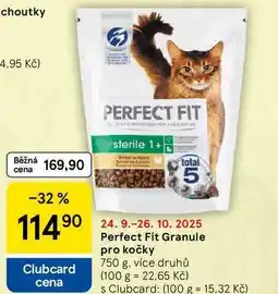 Tesco Perfect Fit Granule pro kočky, 750 g nabídka