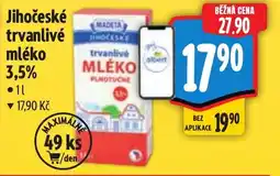 Albert Madeta Jihočeské trvanlivé mléko 3,5% nabídka