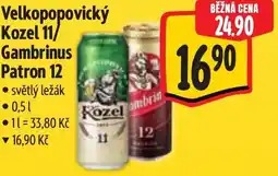 Albert Velkopopovický Kozel 11/ Gambrinus Patron 12 nabídka