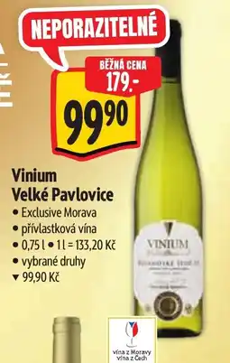 Albert Vinium Velké Pavlovice nabídka