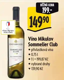 Albert Víno Mikulov Sommelier Club nabídka