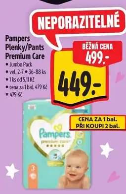 Albert Pampers Plenky/Pants Premium Care nabídka