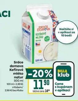 Billa Srdce domova Kefírové mléko natur 500 ml nabídka