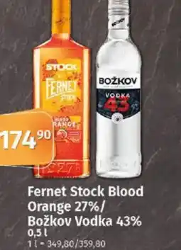 COOP TIP Fernet Stock Blood Orange 27%/ Božkov Vodka 43% nabídka