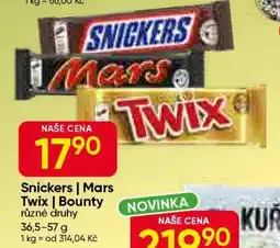 Hruška SNICKERS / MARS / TWIX / BOUNTY nabídka