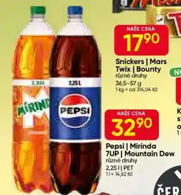 Hruška Pepsi Mirinda 7UP, Mountain Dew nabídka