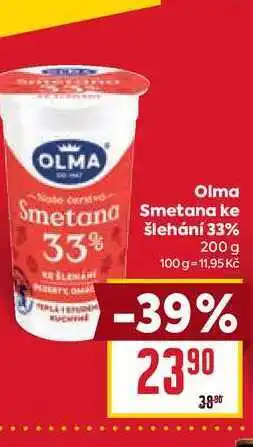 Billa Olma Smetana ke šlehání 33% 200 g nabídka