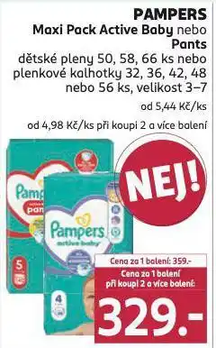 Rossmann Pampers maxi pack active pants nabídka