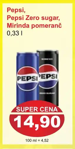 PLUS JIP Pepsi, Pepsi Zero sugar, Mirinda pomeranč nabídka