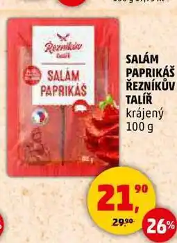 Penny Market SALÁM PAPRIKÁŠ ŘEZNÍKŮV TALÍŘ krájený, 100 g nabídka