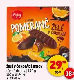 Penny Market ŽELÉ V ČOKOLÁDĚ ENJOY různé druhy, 190 g nabídka