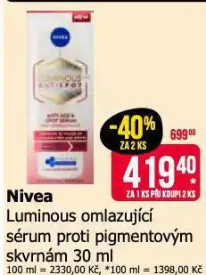 Teta Nivea luminous omlazující sérum proti pigmentovým skvrnám nabídka