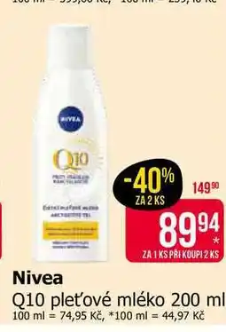 Teta Nivea Q10 pleťové mléko 200 ml nabídka